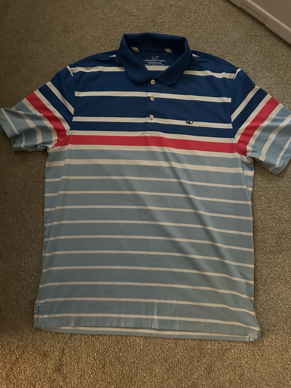 Vineyard Vines Men’s Striped Polo - Navy, Light Blue & Red
